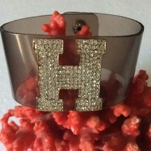 H rhinestone wide bracelet